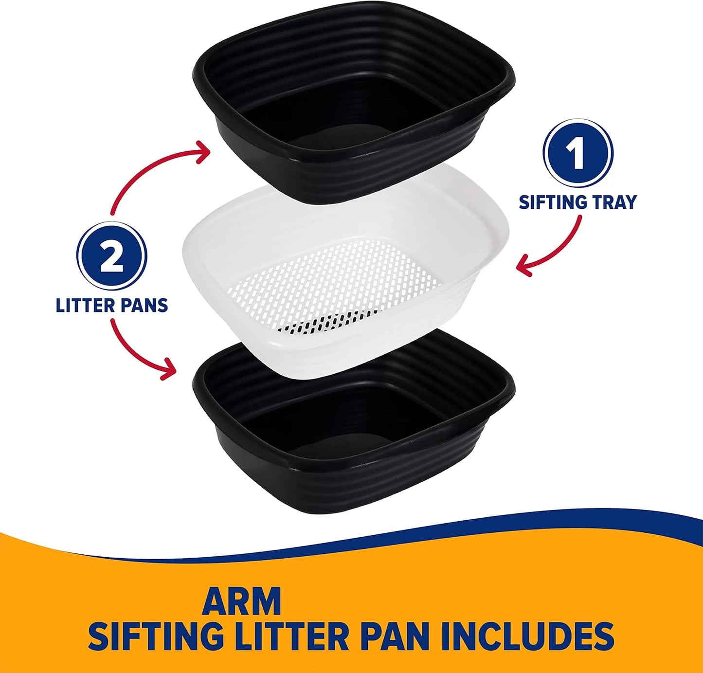 Arm And Hammer Large Sifting Cat Litter Box Scoop Free Tray With Microban Plastic Litter Pan Made In USA