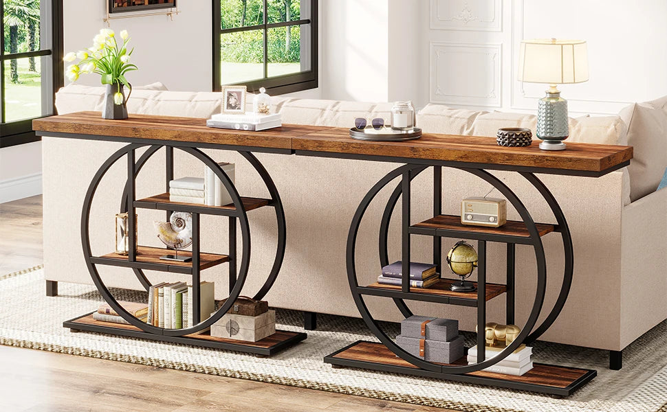 Tribesigns 4 Tier Console Table Industrial Sofa Table for Living Room Foyer Hallway Entrance 41.3 Inch Metal Rectangle Sofa Table