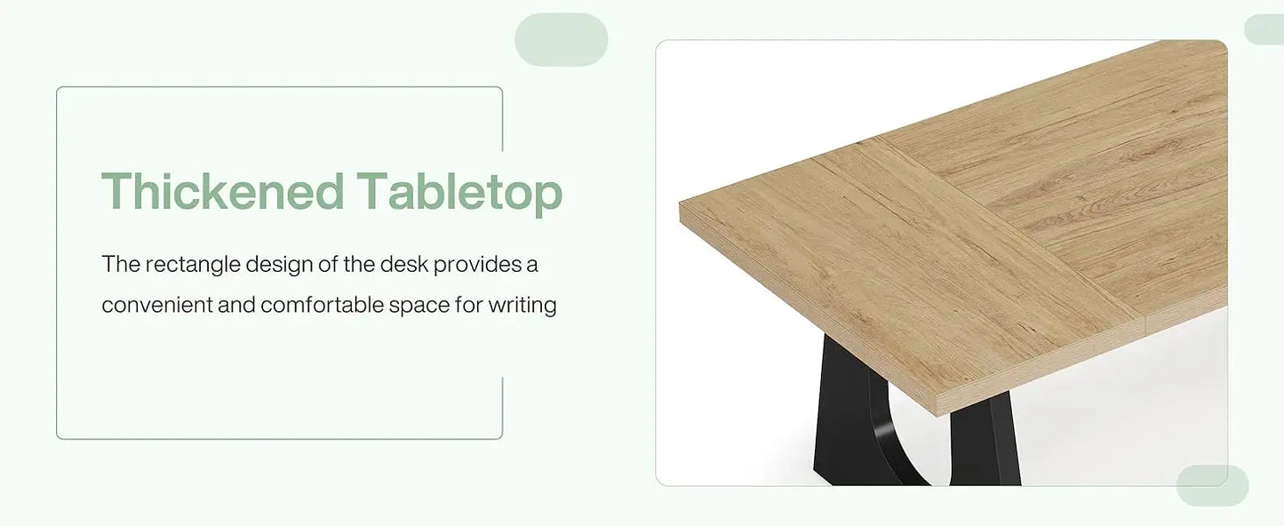 70.86 Inch Large Executive Desk Modern Rectangle Computer Office Desk with Double Wood Pedestal for Home Office Writing Table Assembly Required