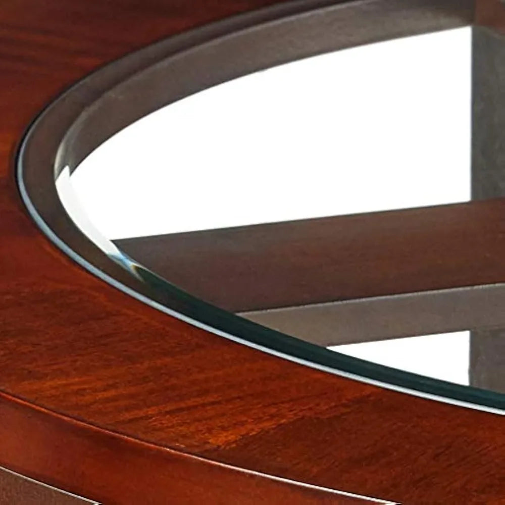 Cylina Solid Wood Glass Top Round Dining Table with 4 Chairs