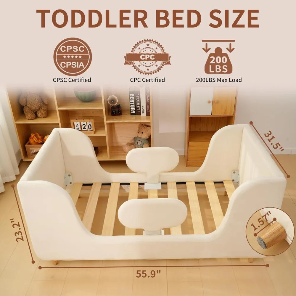 Hign Concerned Toddler Floor Bed With Removable Guard Rails