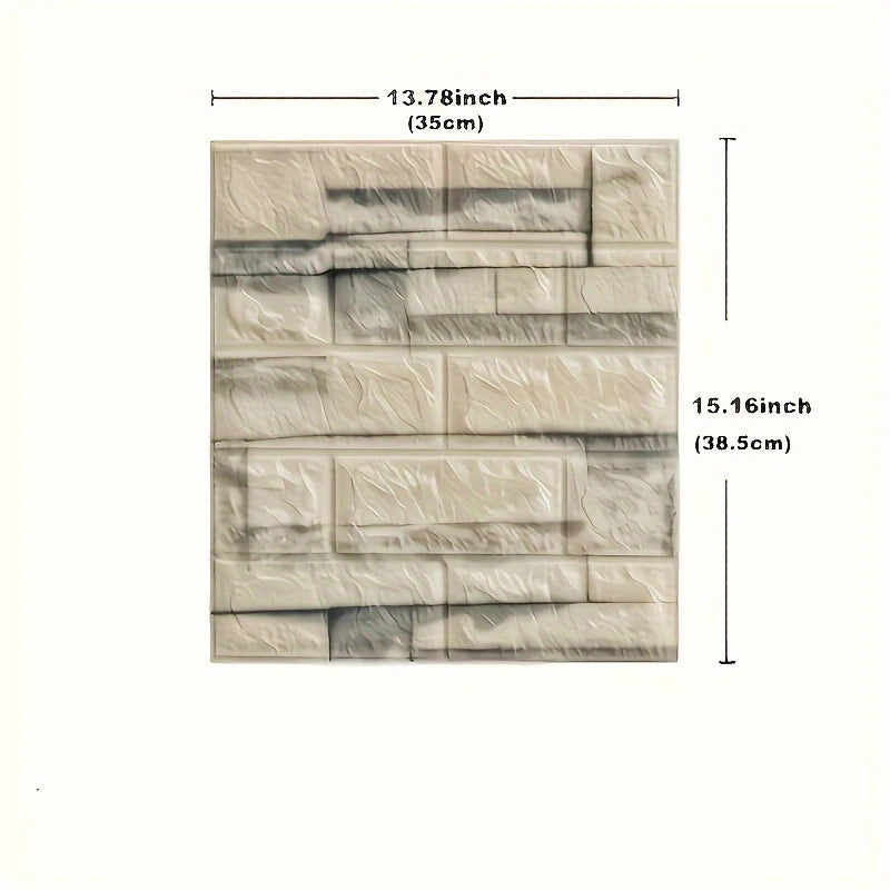 100/200Pcs 3D Wall Tile Stickers Brick Pattern Foam Self-Adhesive Waterproof Ceiling Decor Easy Apply for Moisture Proof