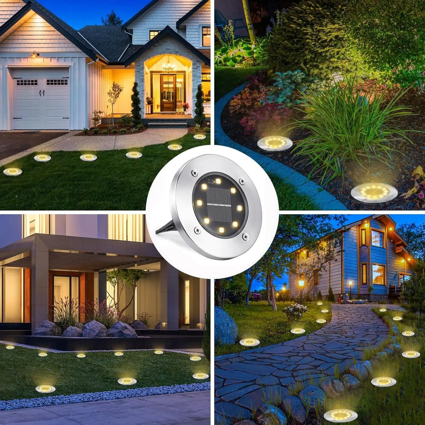 4 or 8 Pieces Solar Lights Outdoor 8 LED Solar Landscape Lighting for Garden Yard Pathway Cool or Warm White