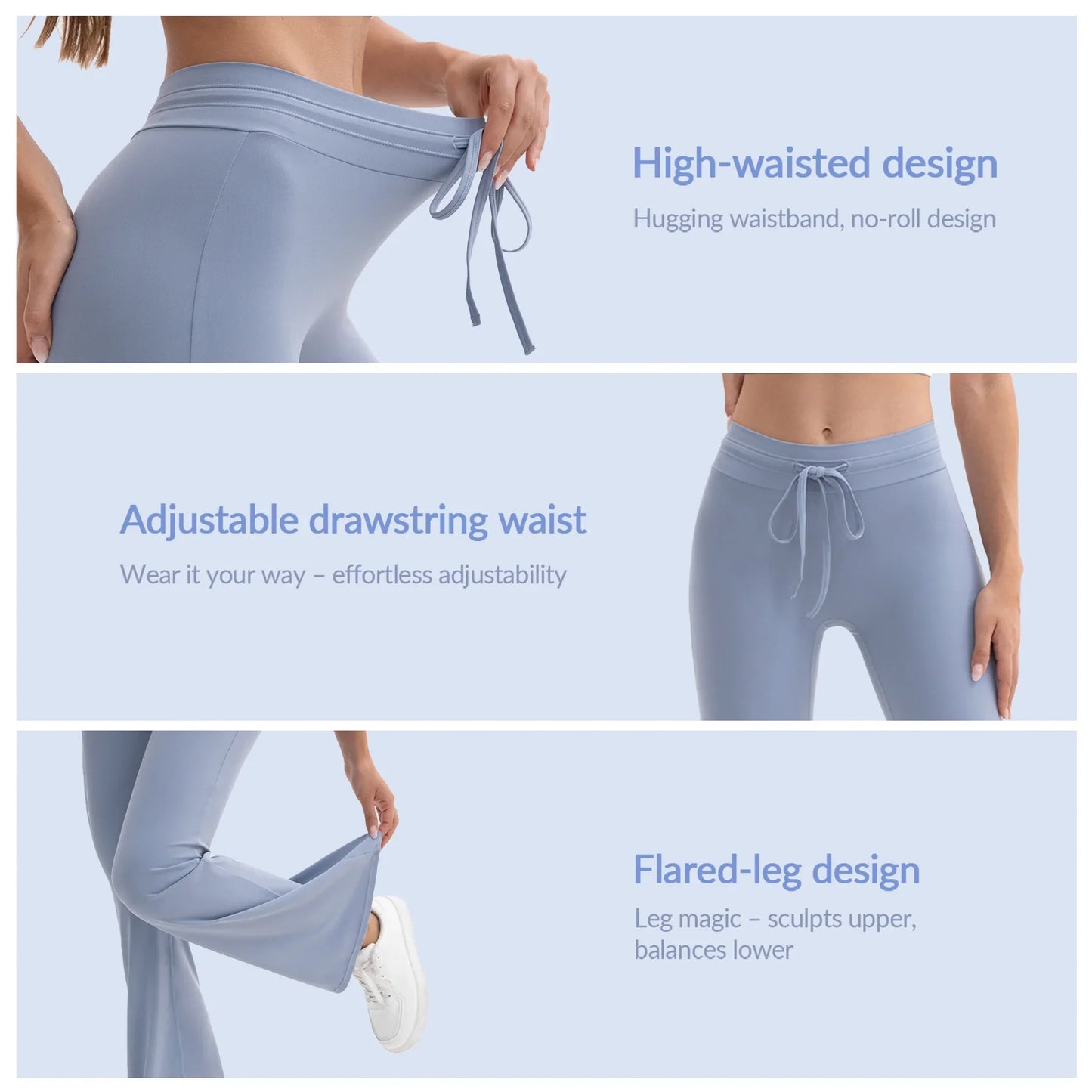 Heart And Home Yoga Flare Leg Pants Set Breathable Flex