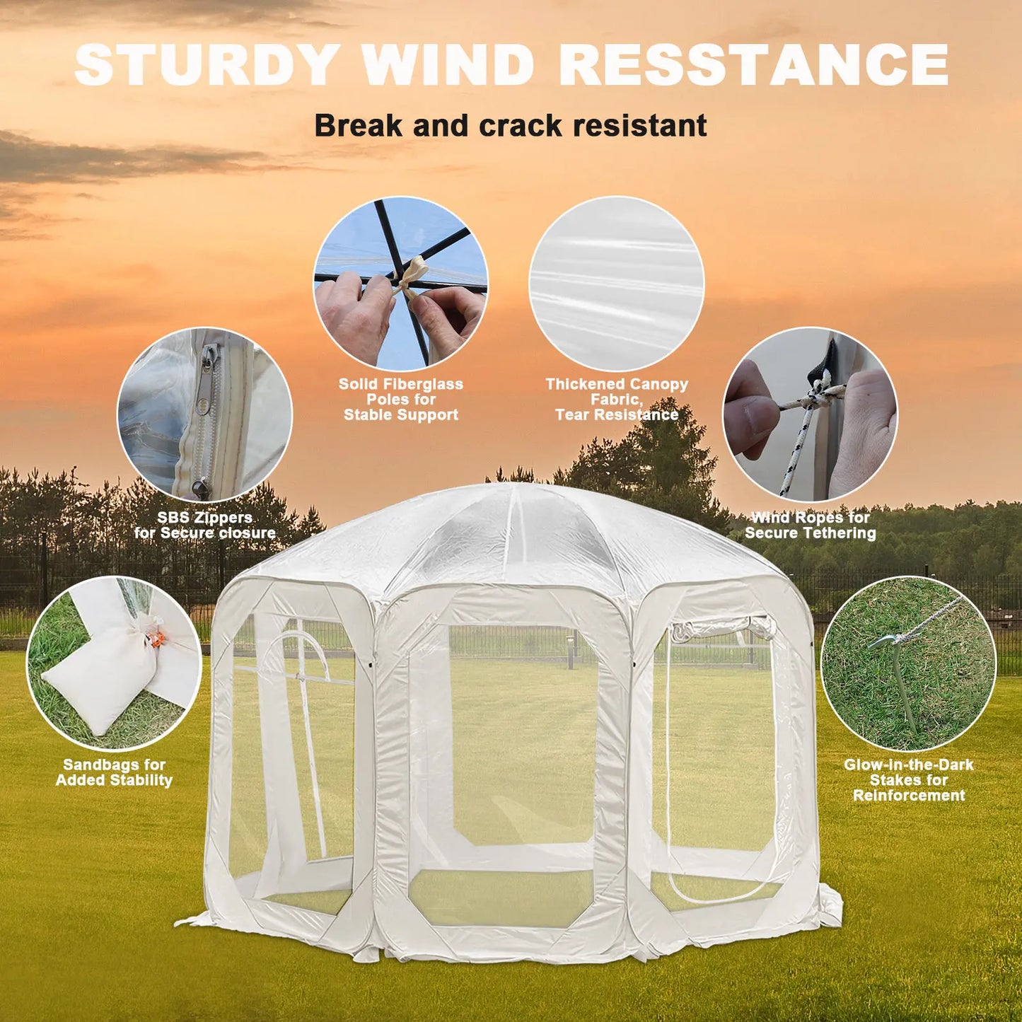 Portable Folding Transparent Tent Starry Sky Bubble House for Camping Waterproof Outdoor Shade Shelter for 5 to 8 People