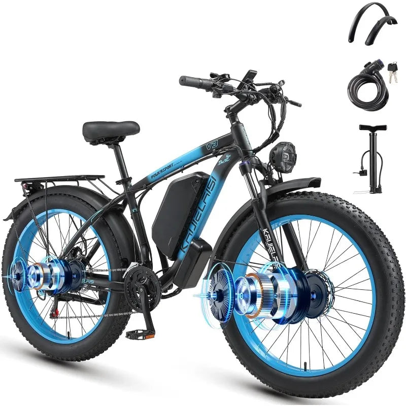 Hign Concerned AWD Electric Bike 4000W Fat Tire Ebike