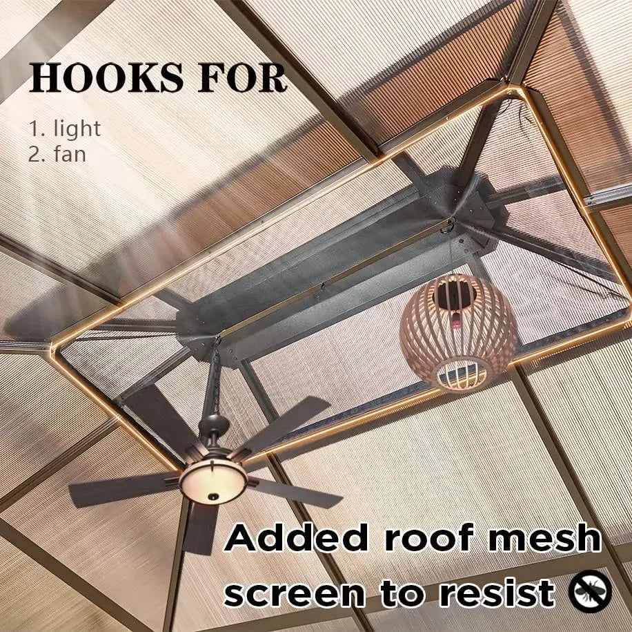 XMSJ Hardtop Gazebo Aluminum Frame With Curtains And Netting