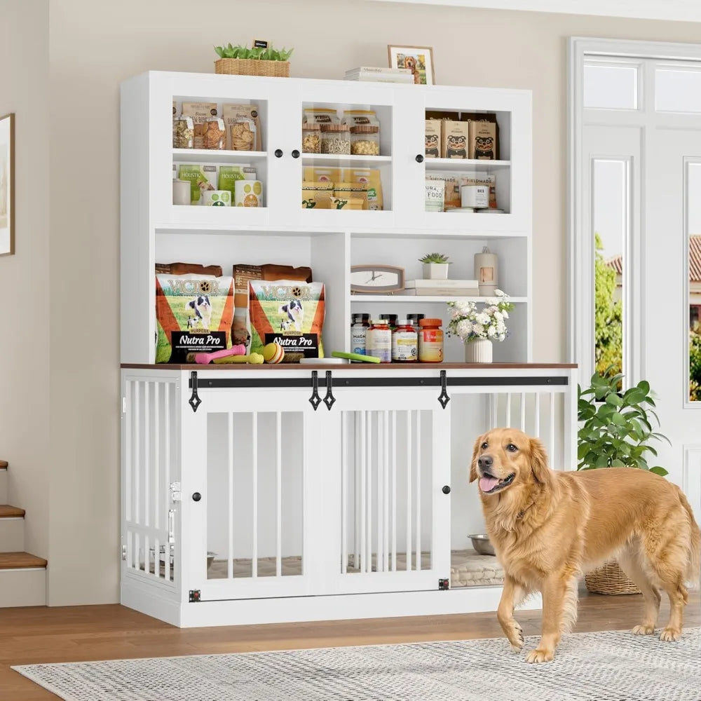 HUANZHUANG Large Dog Crate With Divider For Two Pets