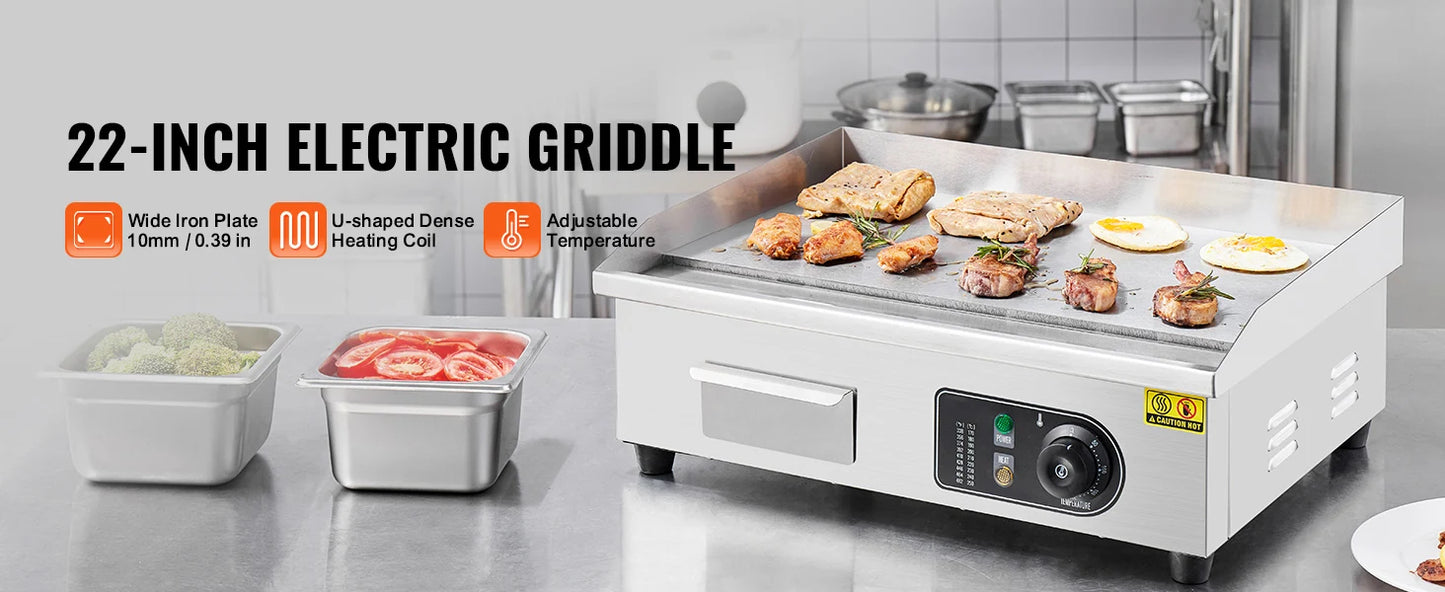 SucceBuy 3200W Commercial Electric Griddle Countertop Flat Top Grill for Home and Restaurant Use Temperature Range 122 to 572 Degrees Fahrenheit
