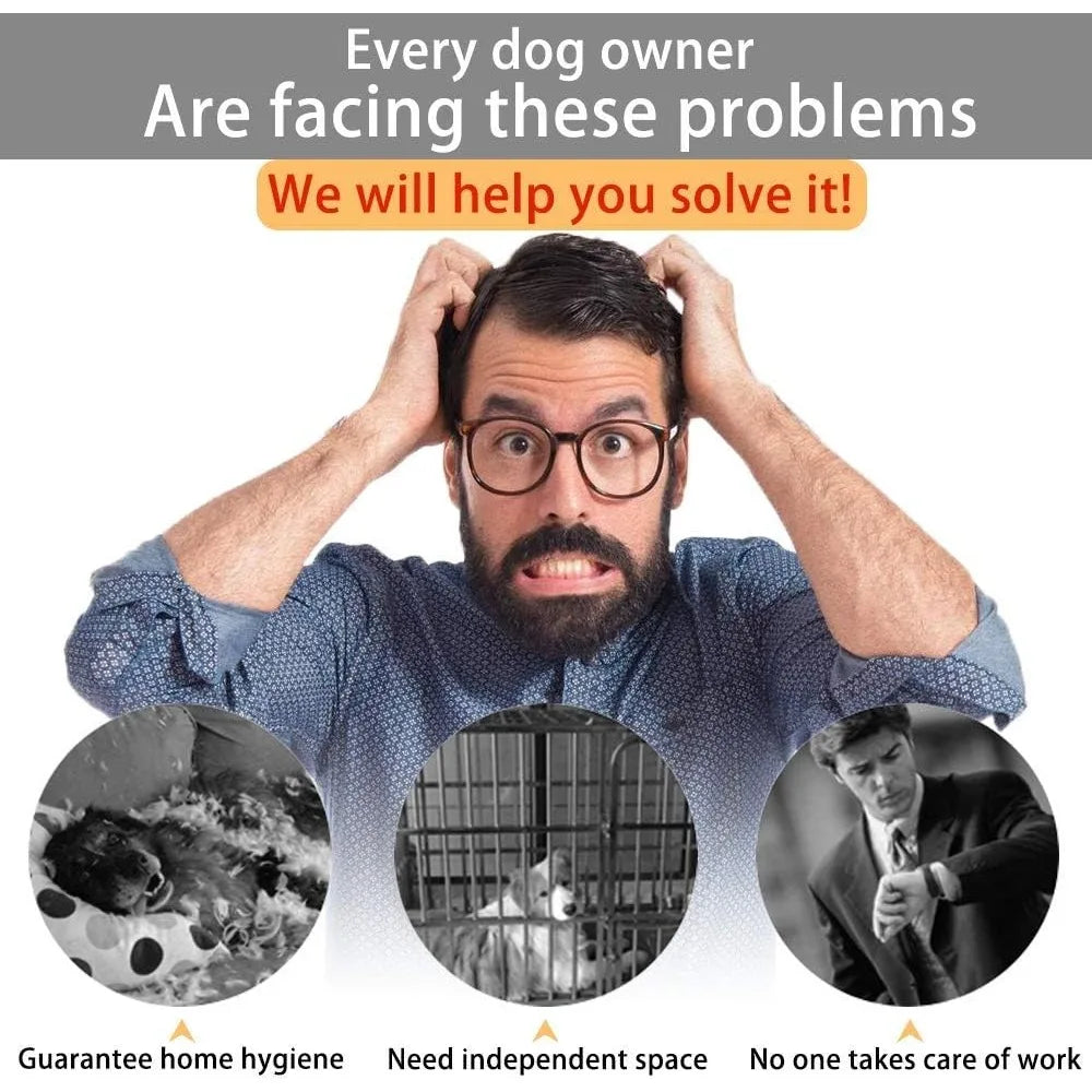 Heavy Duty Metal Dog Cage Large Kennel Crate with Three Doors Four Wheels 38 Inch Y-Shaped Pet Playpen by DAFIFY