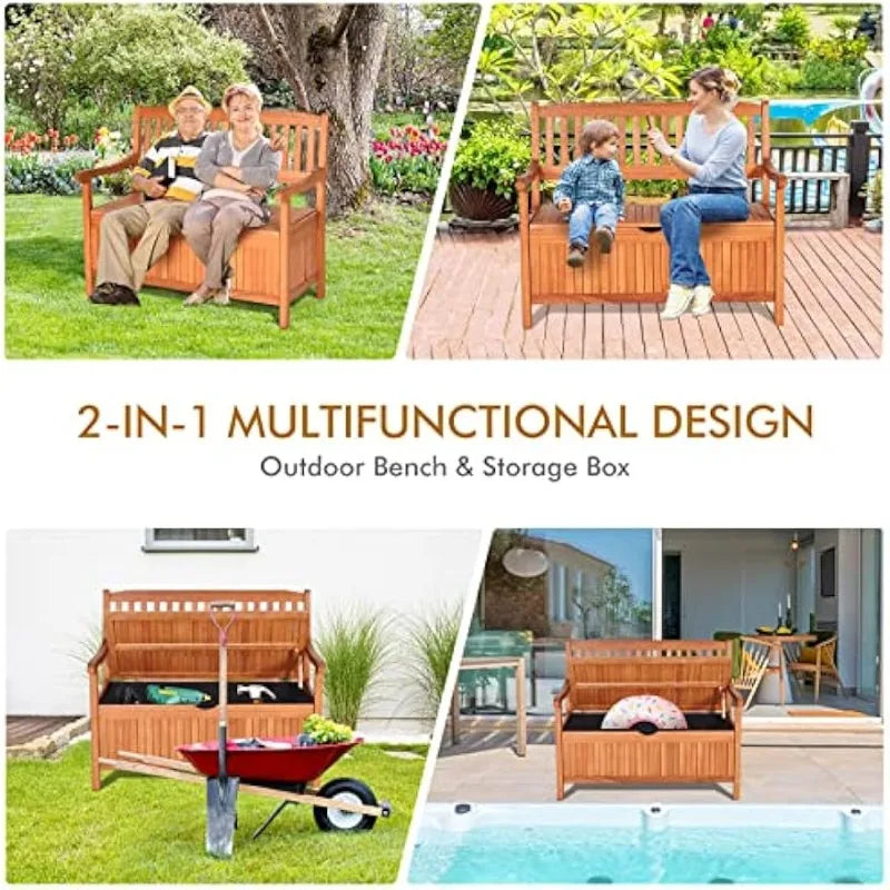 Hign-concerned Wooden Outdoor Storage Bench With Seating
