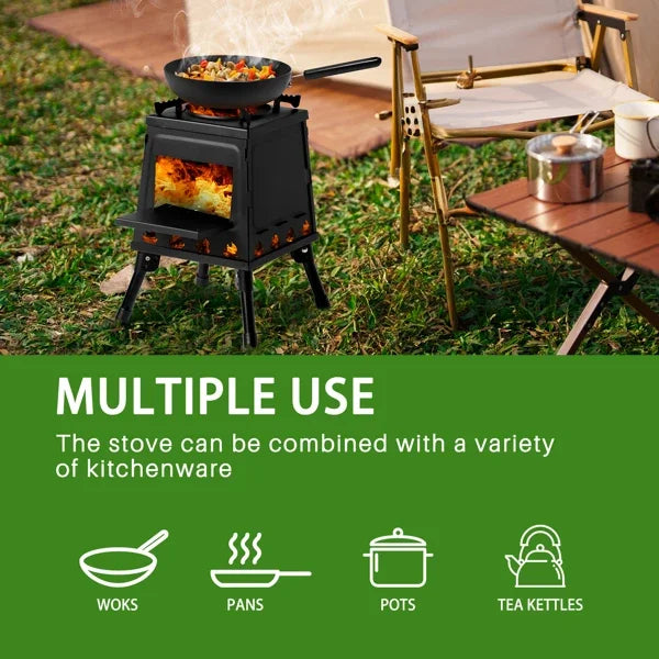 27x27x34cm Wood Camping Stove Portable Outdoor Cooking Burner for Picnics and Hiking