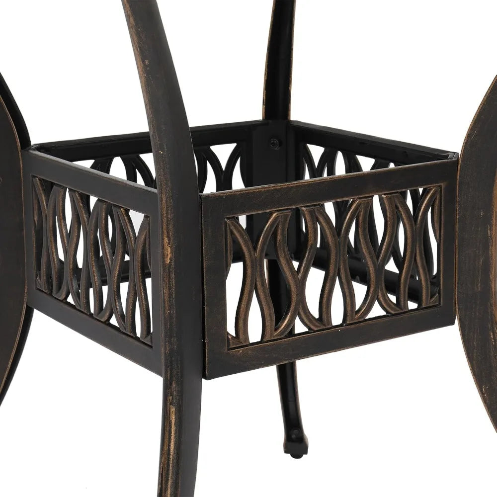 5Pcs Cast Aluminium Patio Dining Set with 4 Chairs And 1 Umbrella Table Modern Outdoor Garden Furniture round Shape for Yard