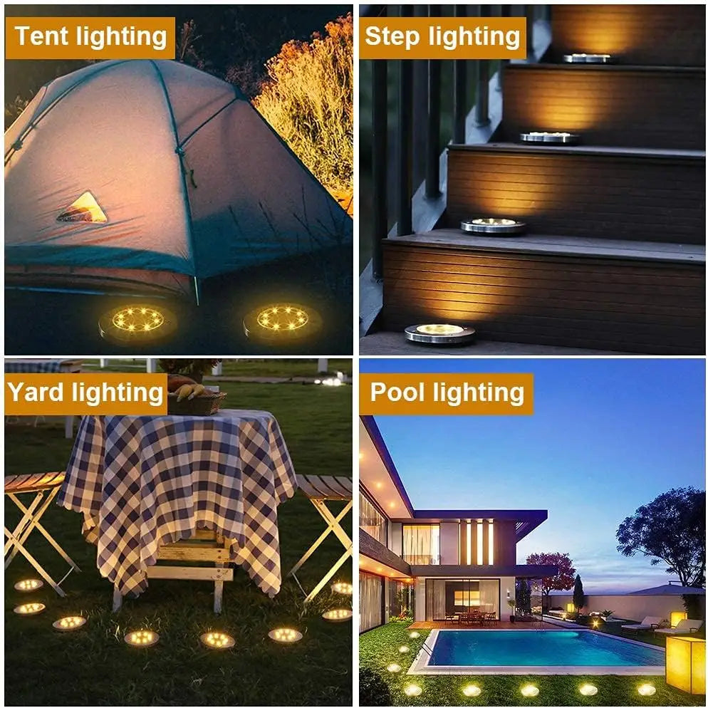 4 or 8 Pieces Solar Lights Outdoor 8 LED Solar Landscape Lighting for Garden Yard Pathway Cool or Warm White