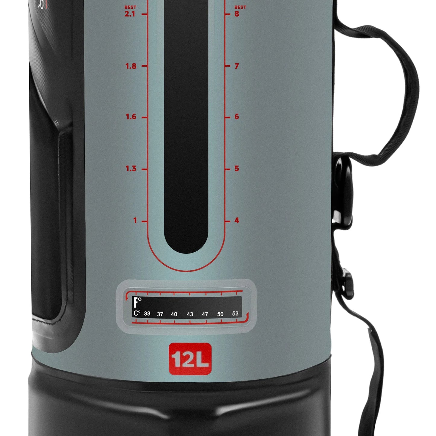 12L Portable Pressure Camp Shower with Detachable Double Shoulder Strap for Hiking and Outdoor Climbing