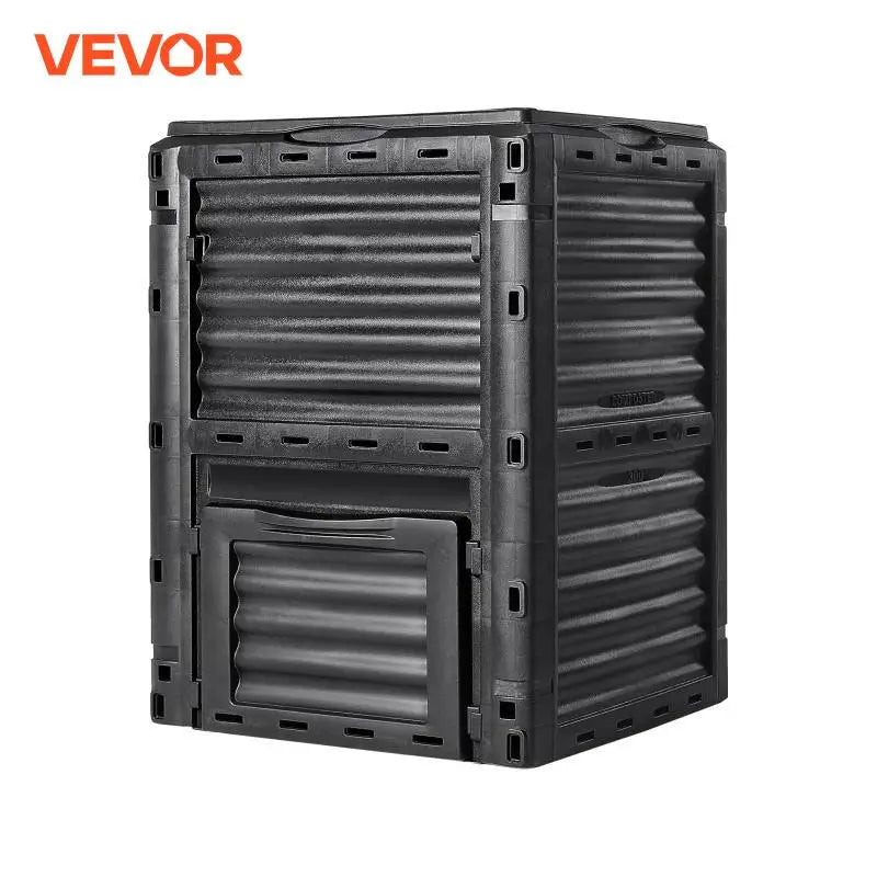 VEVOR Garden Compost Bin Large Capacity 80 Gallon BPA Free Outdoor Composter with Top Lid and Bottom Door Black
