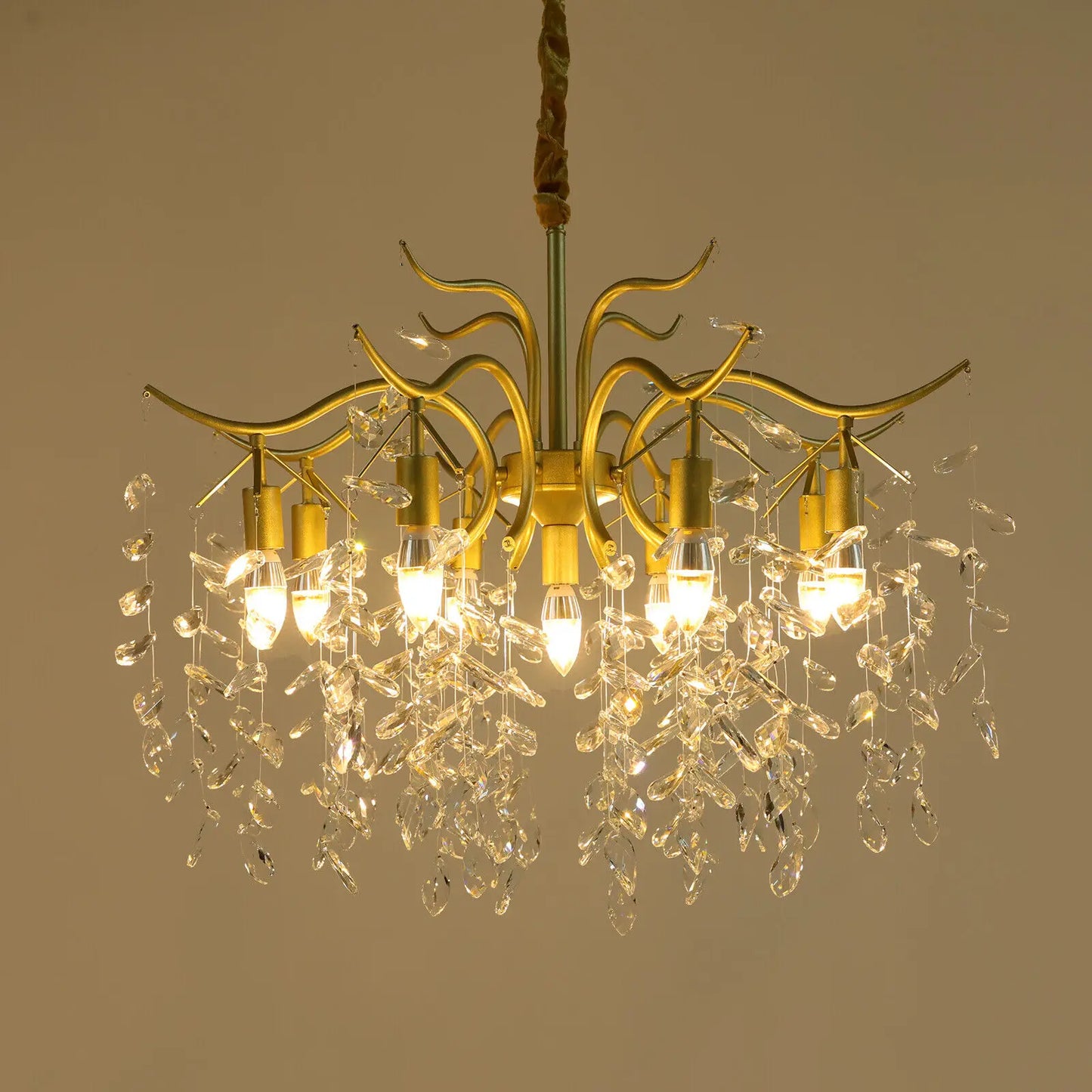 8 Arms Modern Chandelier Crystal Ceiling Light LED Pendant Hanging Lamp Dimmable