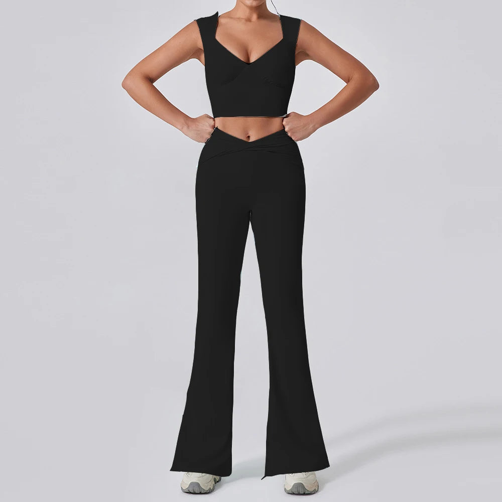 CEODOGGCN Women Yoga Set High Waist Leggings Sports Bra