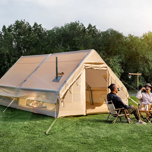 SENLEETO 8-10 People Glamping Inflatable Tent 129 Ft² Large Blow Up Tent with Hand Pump 420D Oxford Fabric Camping Tent