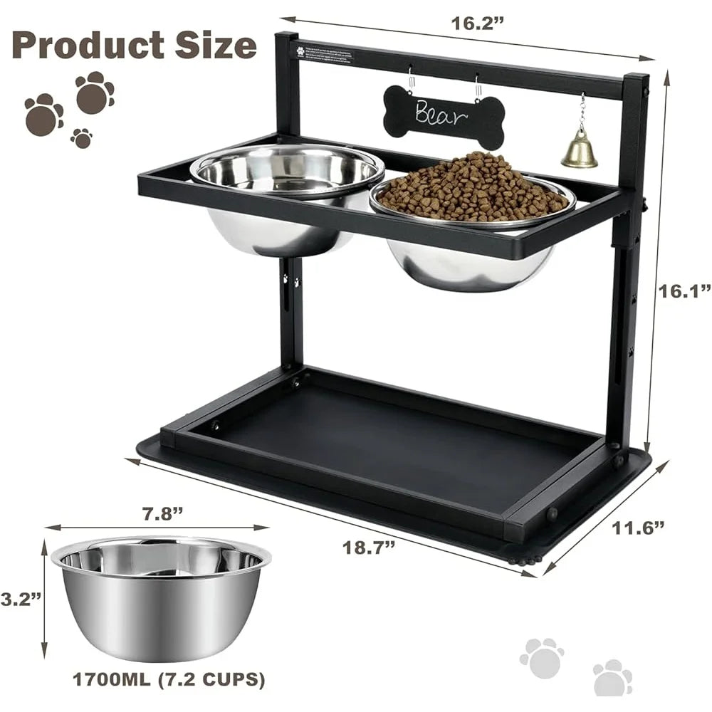 Hign-concerned Adjustable Height Slow Feeder Dog Bowl