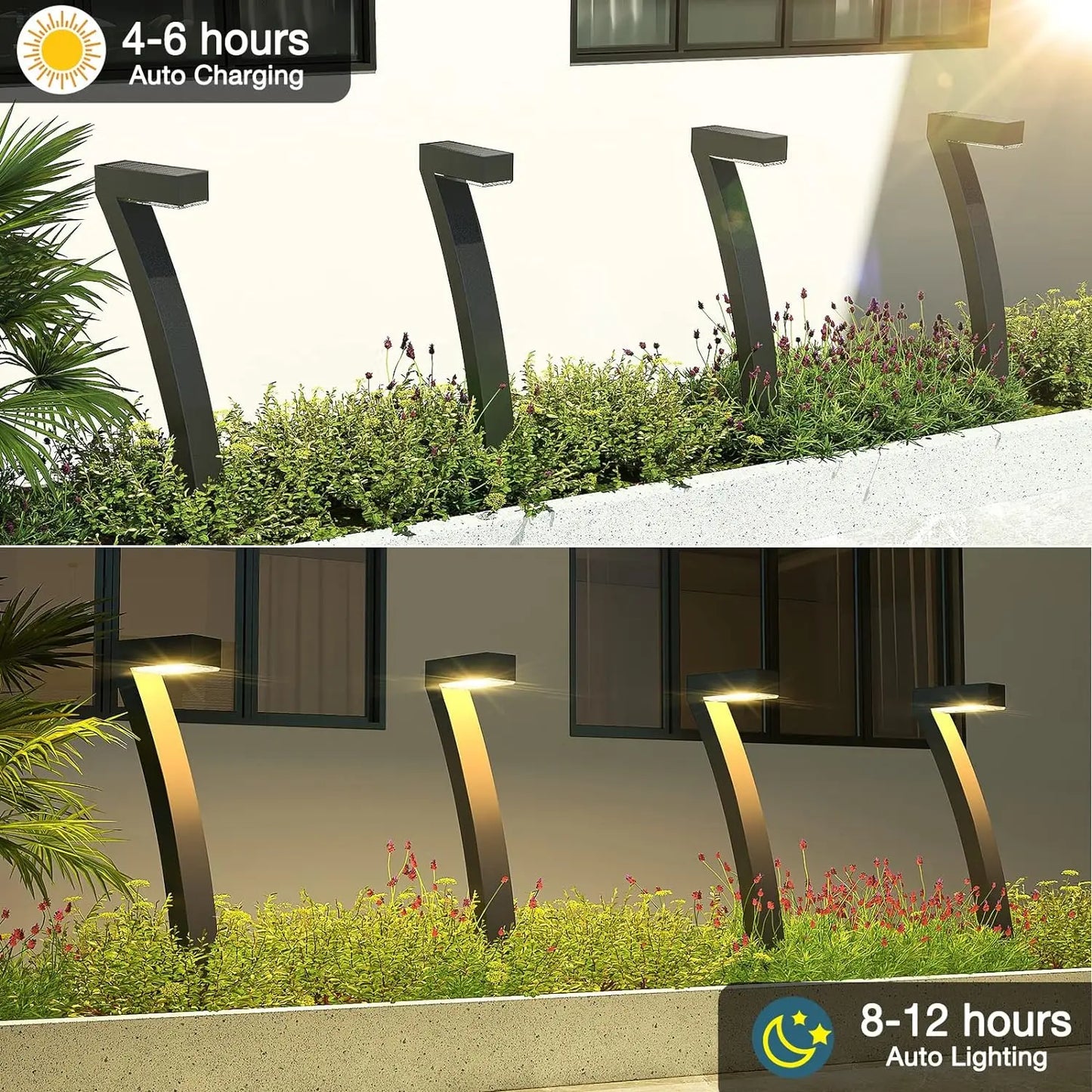 6/12 Pack Bright Solar Outdoor Lights Pathway Auto On/Off