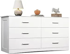 Oak Wood Dresser Six Drawer Minimalist Bedroom Storage