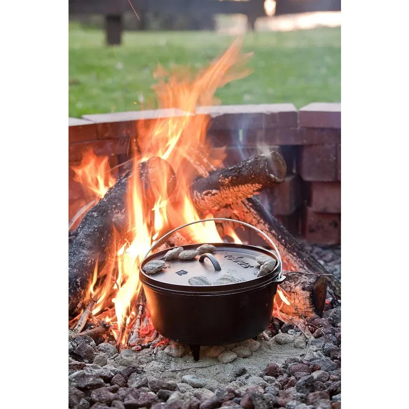 Lodge 8 Quart Pre-Seasoned Cast Iron Camp Dutch Oven with Lid Dual Handles for Oven And Stove Use