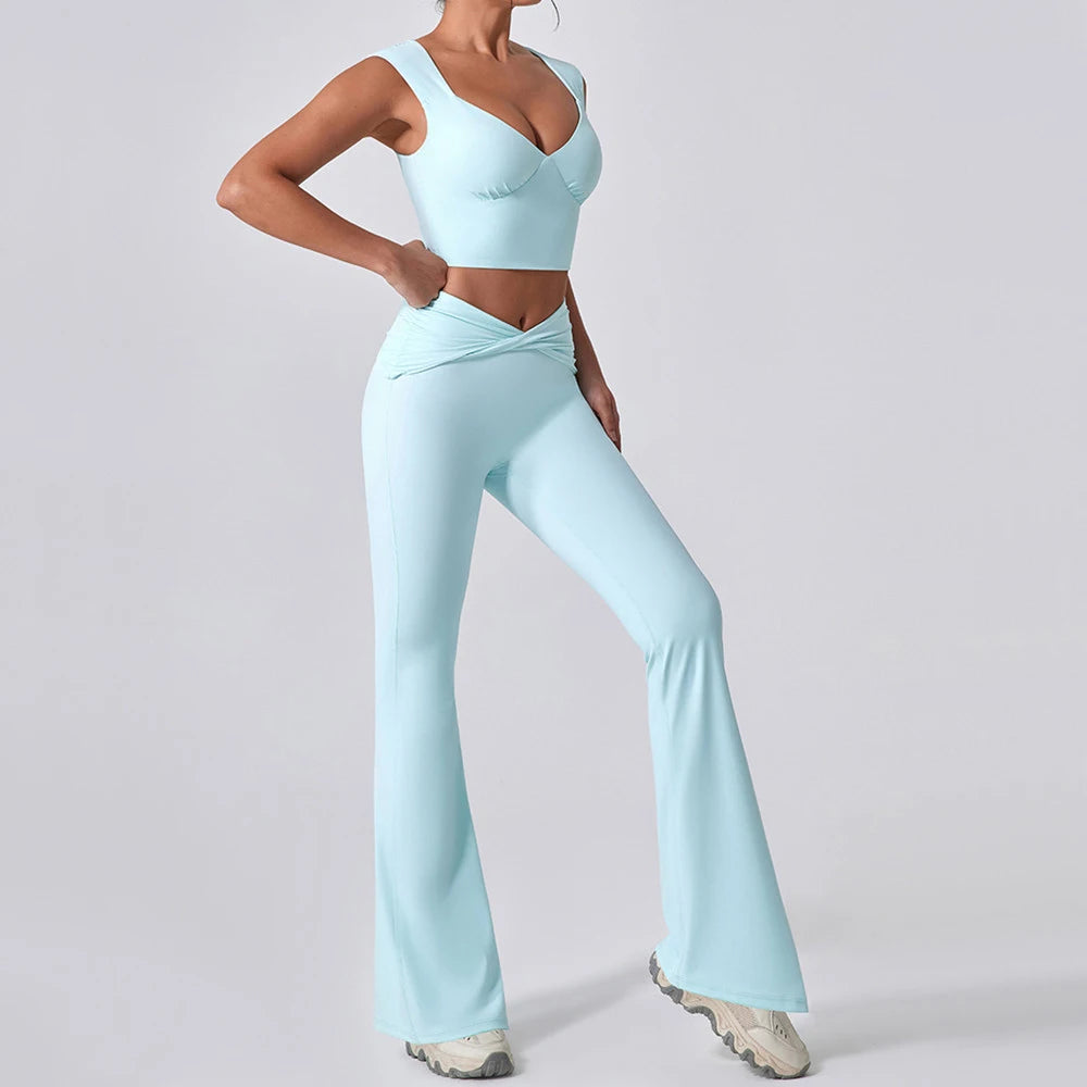 CEODOGGCN Women Yoga Set High Waist Leggings Sports Bra