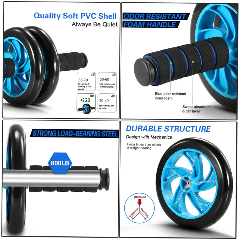 5 In 1 AB Wheel Roller Kit With Push Up Bar Jump Rope Hand Gripper And Knee Pad Complete Fitness Workout Core Carver Strength Training Equipment