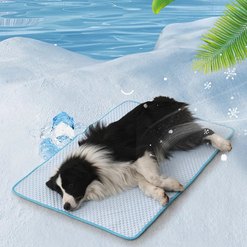 Dog Cooling Mat Summer Pet Cold Bed Cat Sleeping Pad Cool Ice Silk Moisture-proof Mattress Cushion Breathable Ice Pad Blanket