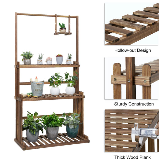 Wisfor 3 Tier Heavy Duty Wood Plant Stand Indoor Outdoor