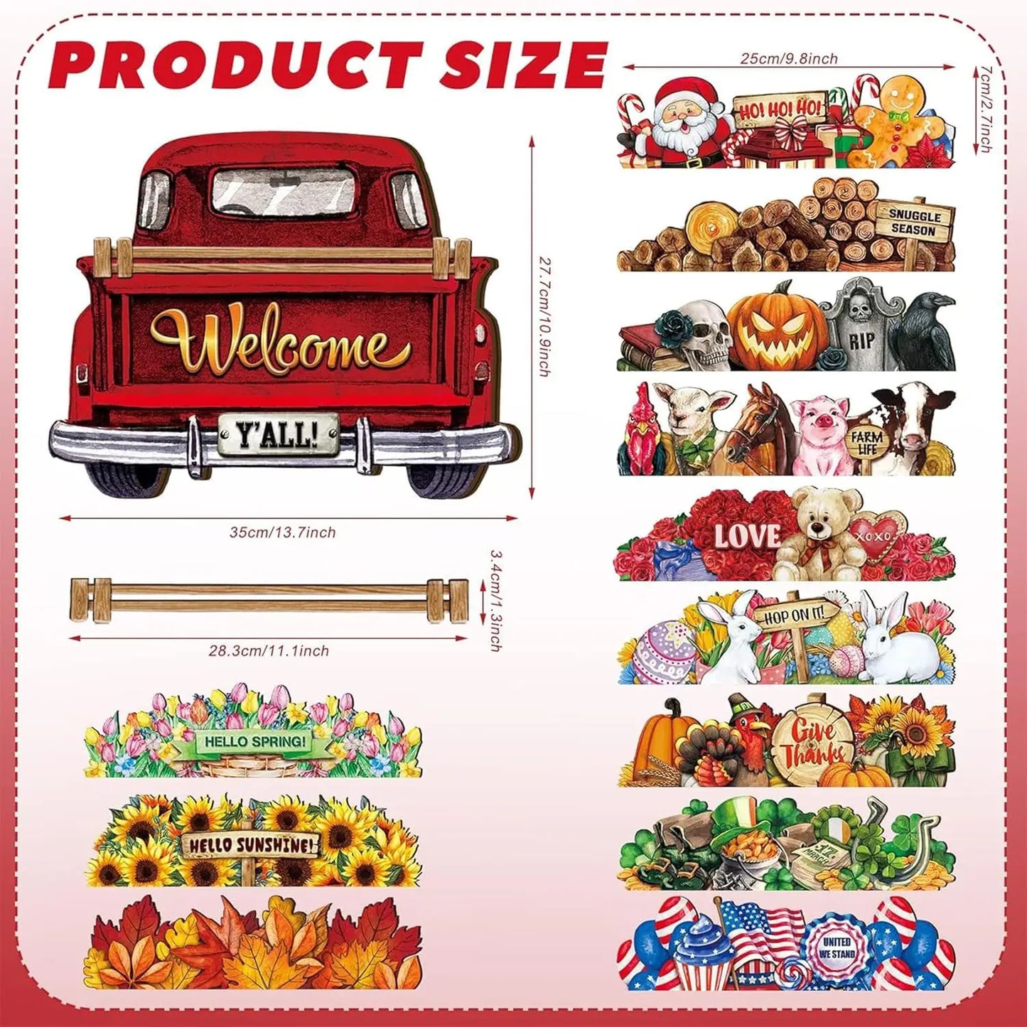 Hign Concerned Interchangeable Welcome Truck Sign Wooden