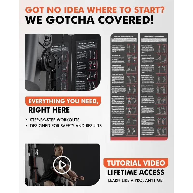 Mikolo Home Gym Workout Station with 150 Pounds Weight Stack Multifunctional Strength Training Equipment