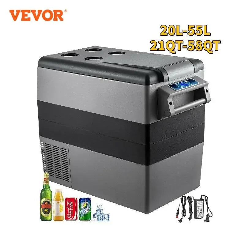 Vevor Portable Car Refrigerator Mini Fridge Freezer 20L 22L 35L 45L 55L Compressor Cooler 12V 24V DC Ice Box for Camping