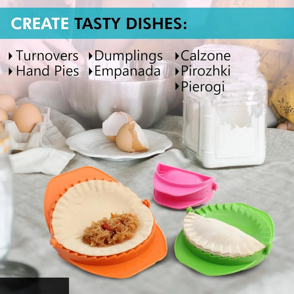 3 Piece Set Plastic Pastry Formers with Crimped Edge for Empanadas Dumplings and Hand Pies