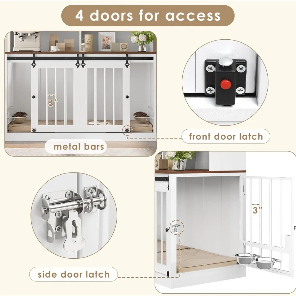 HUANZHUANG Large Dog Crate With Divider For Two Pets