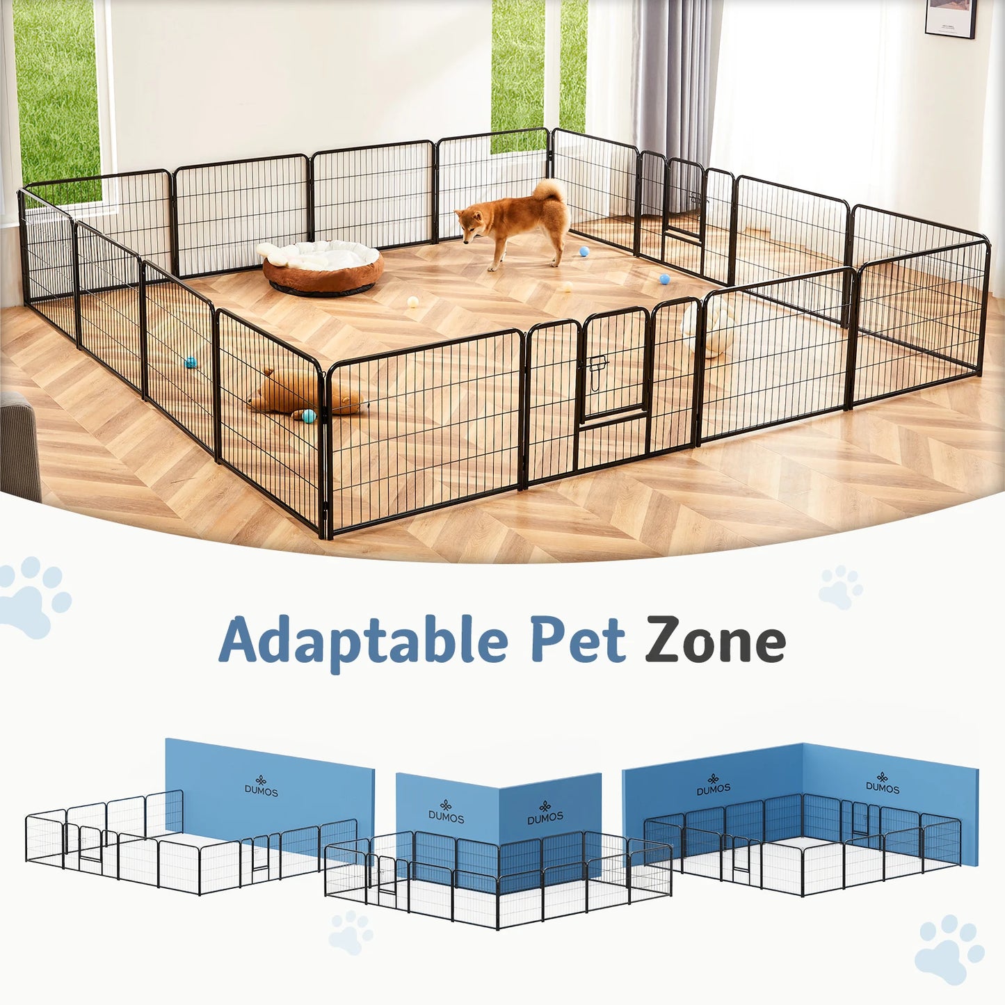 JHK Heavy Duty Iron Dog Playpen With Gates For Indoors
