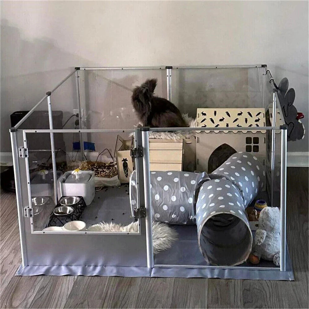 Extra Large Dog Playpen Acrylic Enclosure Pet Animal Bunny Ferret Dog Fence Cage Pet Whelping Box with Waterproof Fertility Pad
