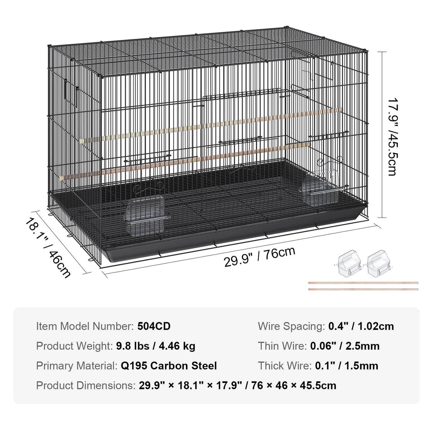 SucceBuy 30inch Pet Bird Cage Metal Large Parakeet Cages with Rolling Stand Tray for Cockatiels Parrot Budgies Lovebird Canaries