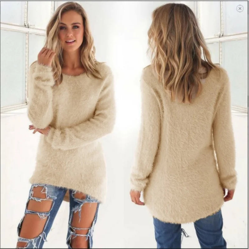 2025 New Loose Autumn Warm Sweater Fashion Women O-Neck Knitted Long Sleeve Pullovers Casual Office Lady Commute Solid Clothing