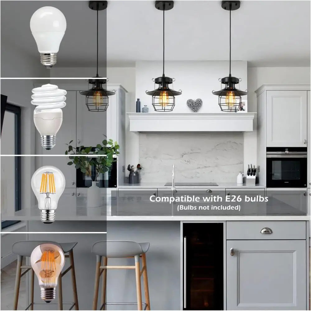 Vintage Loft Industrial Pendant Lights Hanging Lamp Modern Iron Cage Retro Loft Metal Lamps Retro Cafe Indoor Lighting Fixtures