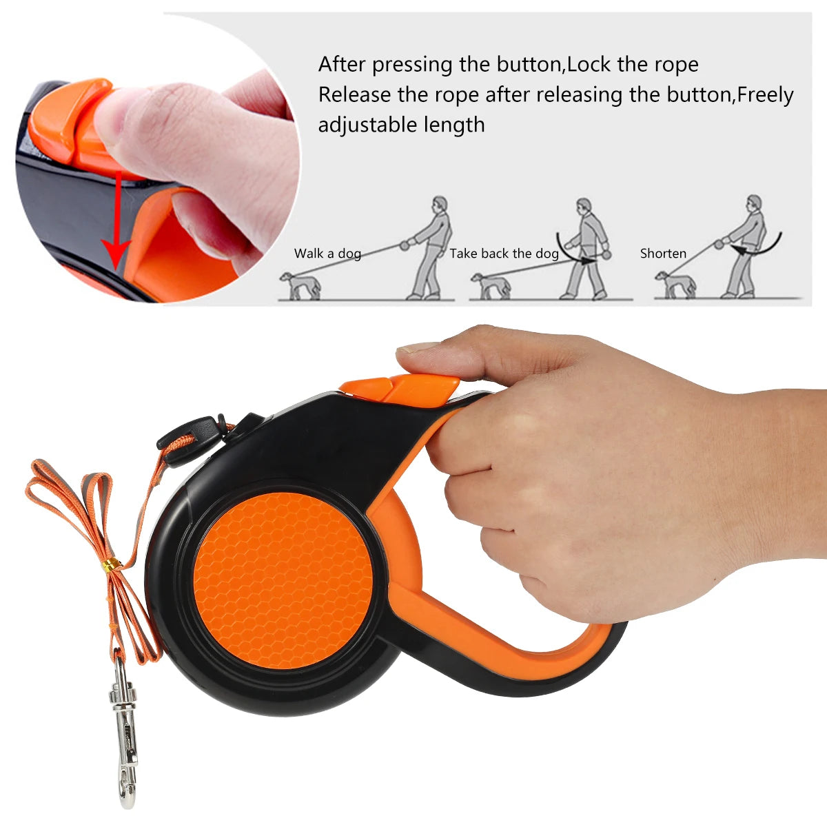 8M Retractable Dog Lead Heavy Duty Pet Walking Leash with Strong Reflective Tape Non-Slip Handle for Small Medium Large Dogs