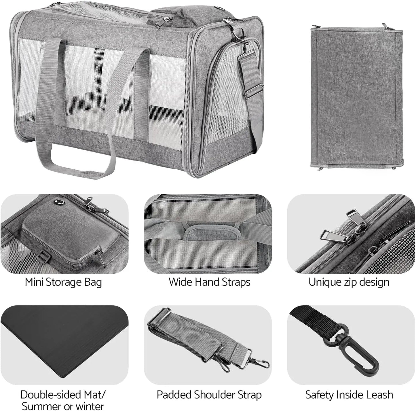 Breed Airline Approved Pet Carrier Soft Travel Bag Board