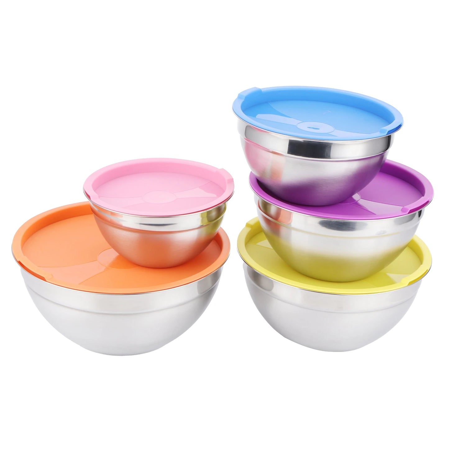 Stainless Steel Mixing Bowl Set with Lids Food Storage Containers for Kitchen Cookware