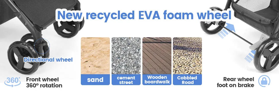 Wedyvko Pet Stroller 360 Rotate Wheels Dog Carrier with Brakes And Basket for Small to Medium Sized Dogs Breathable Metal Frame