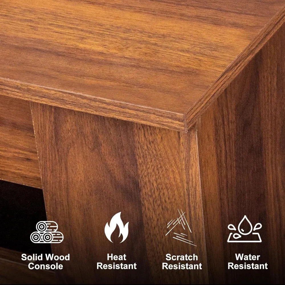 Extendable Console Table with Extension Leaves Holder, Mid Century Modern Expandable Dining Table for 12-14 Person, 20" to 118"