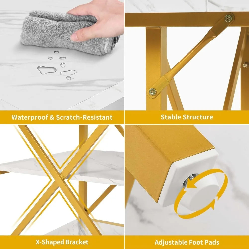 dwvo dining room table 47 inch rectangle dining table for 4 people modern kitchen table white marble