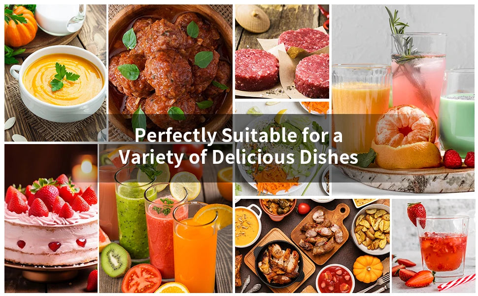 1000W Electric Immersion Handheld Blender 5 in 1 Kitchen Appliance for Soups Smoothies Purees and Baby Food Stainless Steel