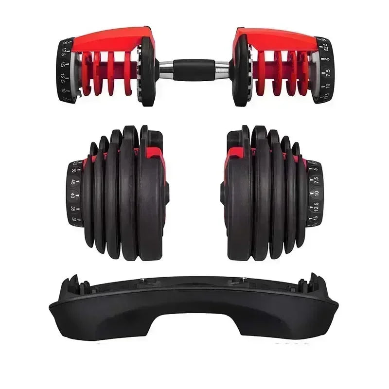 VEVOR Adjustable Steel Dumbbell 24KG 40KG 52.5LBS 90LBS Red Black for Home Gym Arm Muscle Training with QuickLock System