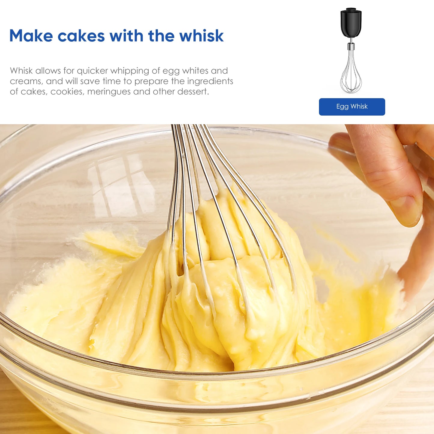 BioloMix 5 in 1 Immersion Hand Blender 1500 Watt Powerful Stainless Steel Blade Food Processor Smoothie Maker Baby Food Puree Tool